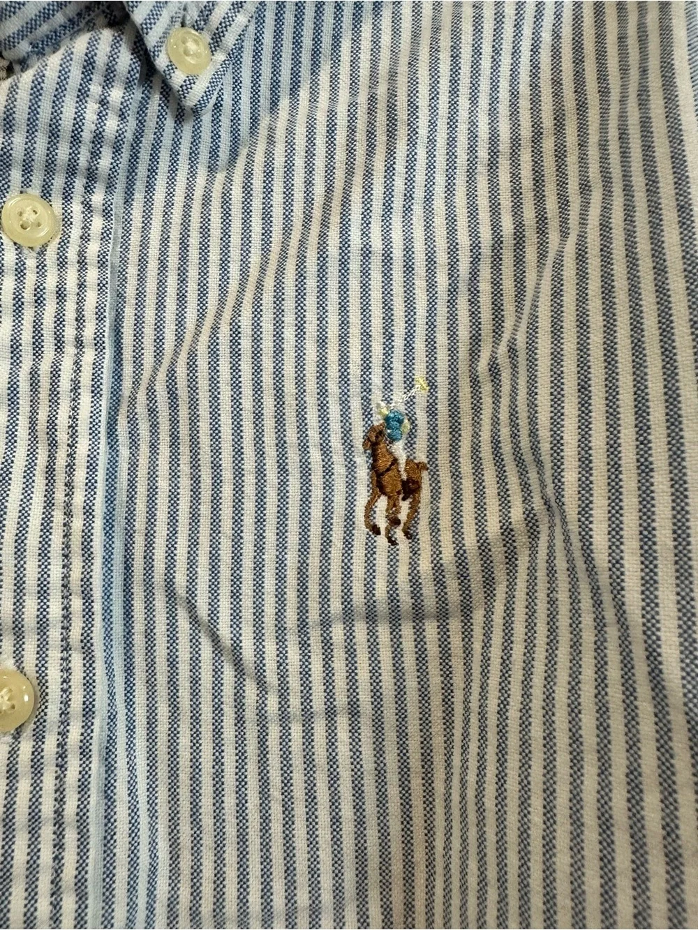 Ralph Lauren Boys Size 6 Blue White Striped Cotton Oxford Button Down Shirt EUC